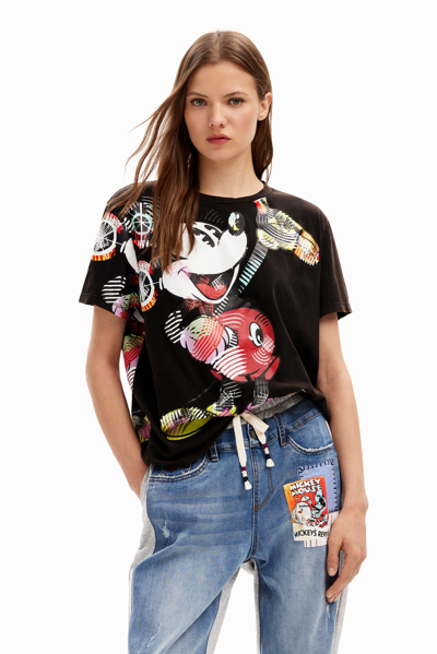 Shop Desigual Arty Mickey Mouse T-shirt In Black