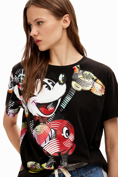 Shop Desigual Arty Mickey Mouse T-shirt In Black