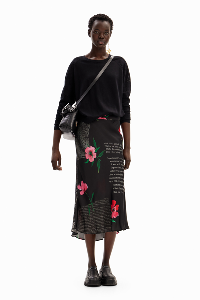 Desigual Textured Floral Pullover In Black