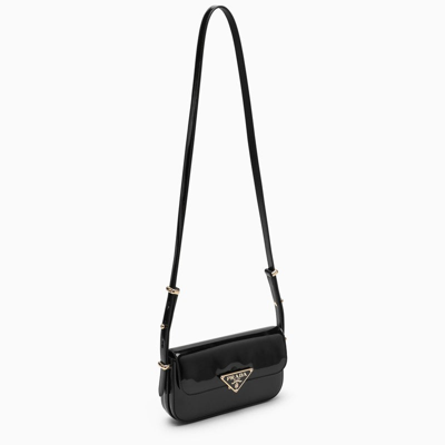 Shop Prada Black Patent Leather Shoulder Bag Women In Brown
