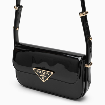 Shop Prada Black Patent Leather Shoulder Bag Women In Brown