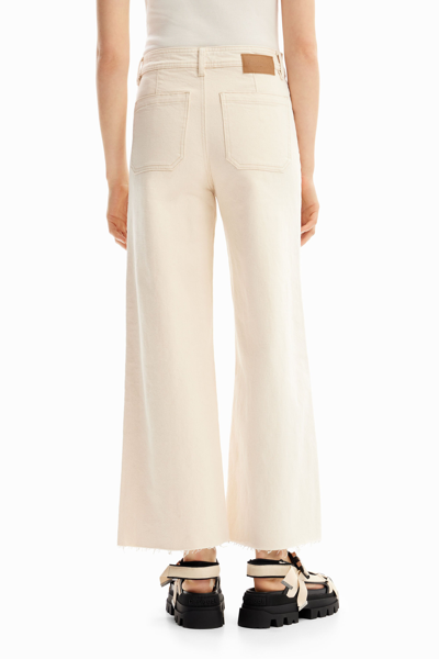 Shop Desigual Cropped Culotte Jeans In White