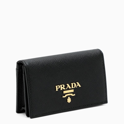 Shop Prada Black Saffiano Credit Card Holder Women