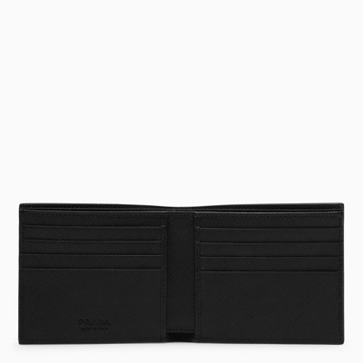 Shop Prada Black Saffiano Leather Wallet Men In Brown