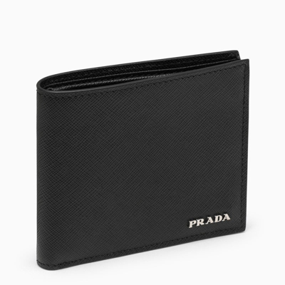 Shop Prada Black Saffiano Wallet With Logo Men