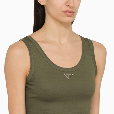 Shop Prada Military Cotton Short Top Women In Green