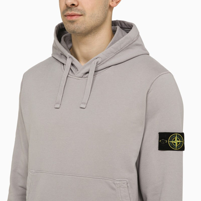 Shop Stone Island Light Grey Sweatshirt Hoodie With Logo Men In Gray