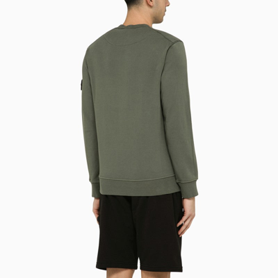 Shop Stone Island Moss-coloured Sweatshirt With Logo Men In Green