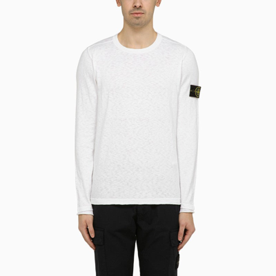 Shop Stone Island White Crew-neck Sweater With Logo Men