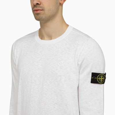 Shop Stone Island White Crew-neck Sweater With Logo Men