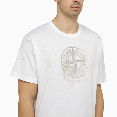 Shop Stone Island White T-shirt With Logo Print Men
