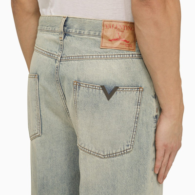 Shop Valentino Baggy/loose Jeans With V Detail Men In Blue
