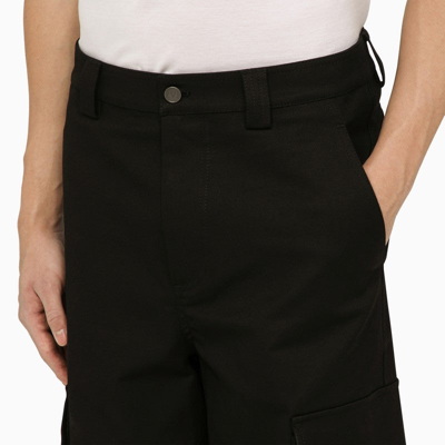 Shop Valentino Black Cotton Cargo Trousers Men