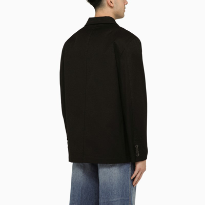 Shop Valentino Black Single-breasted Jacket With V Detail Men