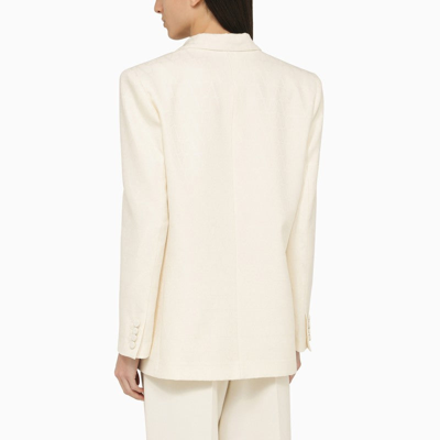 Shop Valentino Ivory Single-breasted Jacket In Wool And Silk Women In White
