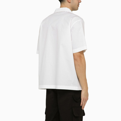 Shop Valentino White Bowling Shirt With V Inlay Men