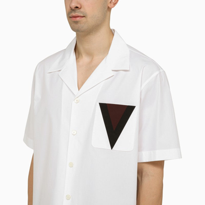 Shop Valentino White Bowling Shirt With V Inlay Men