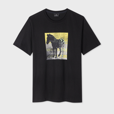 Shop Ps By Paul Smith Black 'zebra Square' Print Cotton T-shirt