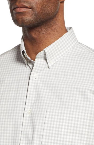 Shop Nordstrom Tech-smart Trim Fit Gingham Coolmax® Poplin Button-down Shirt In Ivory Egret - Grey Will Gingh