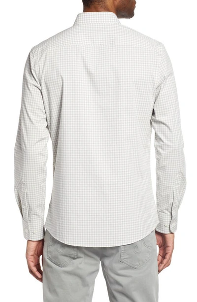 Shop Nordstrom Tech-smart Trim Fit Gingham Coolmax® Poplin Button-down Shirt In Ivory Egret - Grey Will Gingh