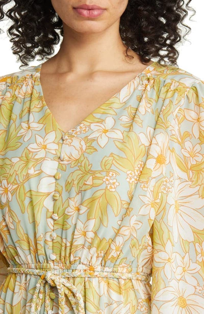Rachel Parcell Floral Long Sleeve Chiffon Midi Dress In Daisy Floral