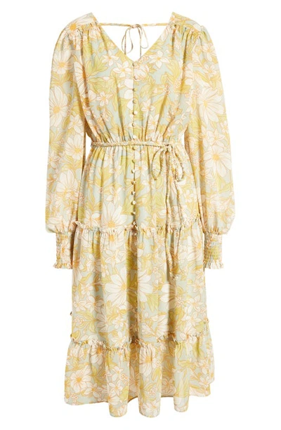 Rachel Parcell Floral Long Sleeve Chiffon Midi Dress In Daisy Floral