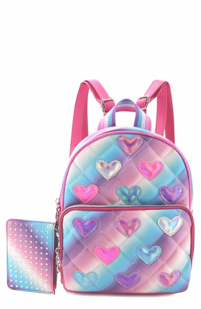 Shop Omg Accessories Kids' Heart Mini Backpack With Zip Pouch In Berry