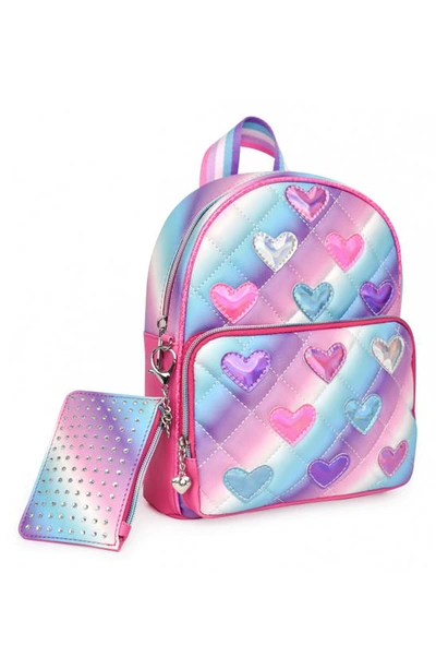 Shop Omg Accessories Kids' Heart Mini Backpack With Zip Pouch In Berry