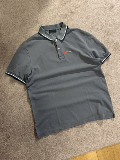 Pre-owned Prada Vintage  Red Tab Polo Shirt Short Sleeve Y2k In Grey