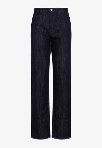 Shop Victoria Beckham Cropped High-waist Jeans In Blue