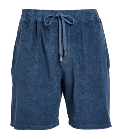 Shop Fedeli Towelling Shorts In Navy