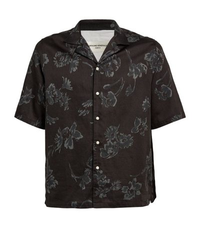 Shop Officine Generale Floral Print Shirt In Black