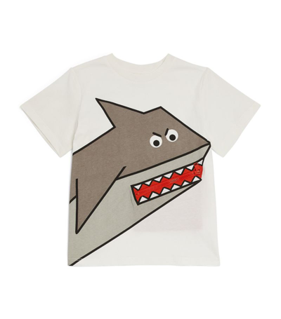 Shop Stella Mccartney Kids Cotton Shark T-shirt (3-14 Years) In Ivory