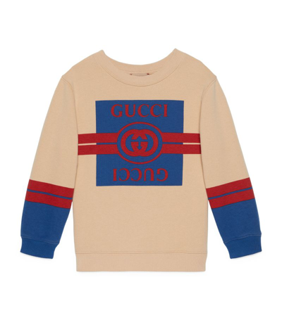 Shop Gucci Kids Cotton Interlocking G Sweatshirt (4-12 Years) In Neutrals