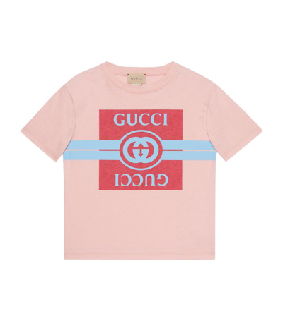 Shop Gucci Kids Cotton Interlocking G T-shirt (4-12 Years) In Pink