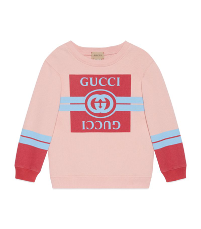 Shop Gucci Kids Cotton Interlocking G Sweatshirt (4-12 Years) In Pink