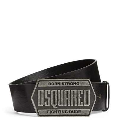Shop Dsquared2 Leather Born Strong Belt In Black