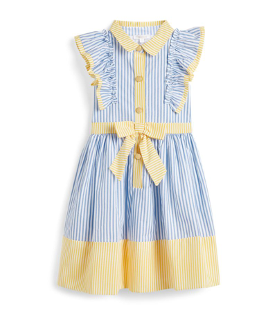 Shop Patachou Striped Dress (3-12 Years) In Blue