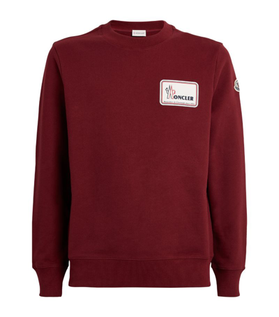 Shop Moncler Logo-patch Sweatshirt In Burgundy