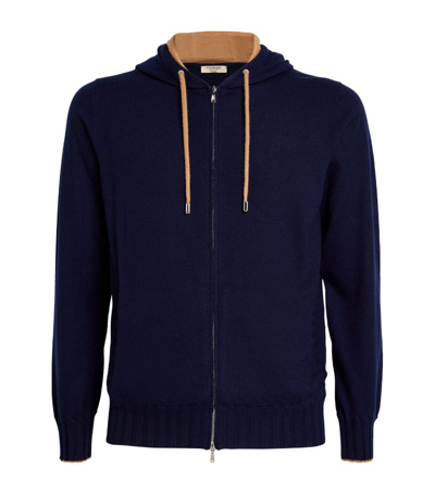 Shop Fioroni Cashmere Cashmere Zip-up Hoodie In Navy