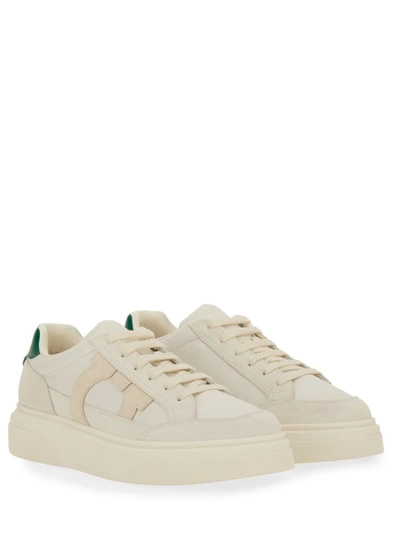 Shop Ferragamo Low Sneaker With Hooks In White