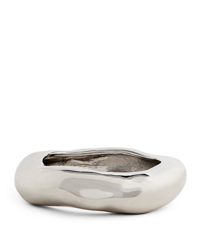 Shop Alexis Bittar Wide Molten Bangle (large) In Silver