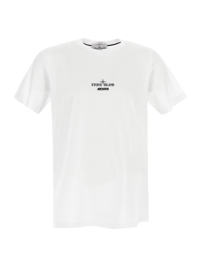 Shop Stone Island Cotton T-shirt In White