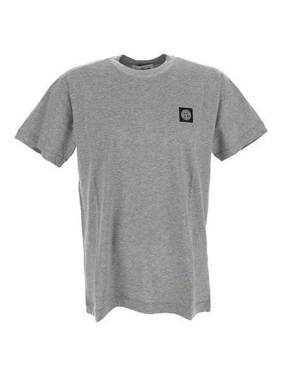 Shop Stone Island Cotton T-shirt In Grey