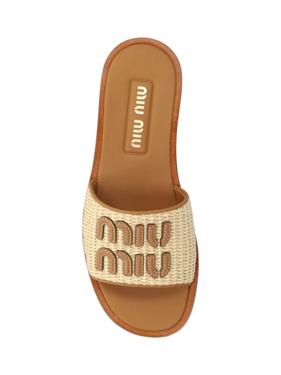 Shop Miu Miu Sandals In Natural
