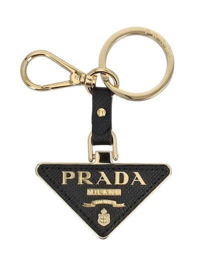 Shop Prada Keychain In Black