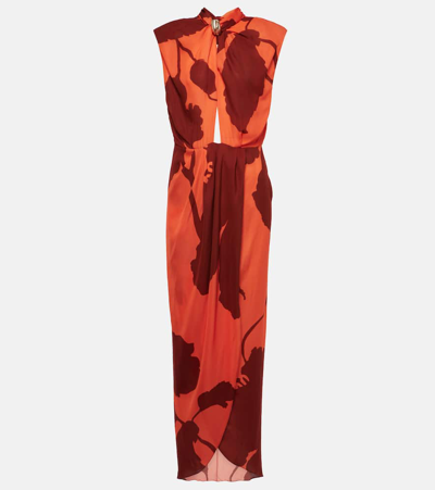 Shop Johanna Ortiz Cutout Floral Silk Maxi Dress In Multicoloured