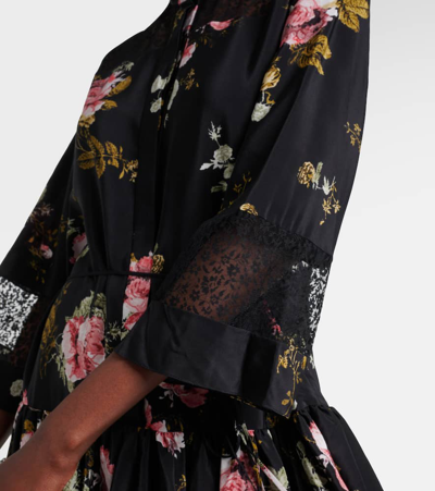 Erdem Floral Silk Crêpe De Chine Minidress In Black