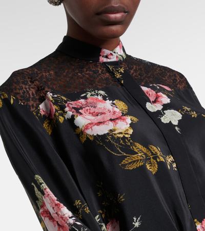 Erdem Floral Silk Crêpe De Chine Minidress In Black