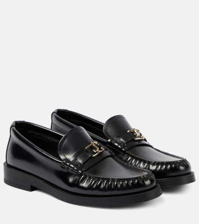 Shop Jimmy Choo Addie Logo Leather Loafers In Black